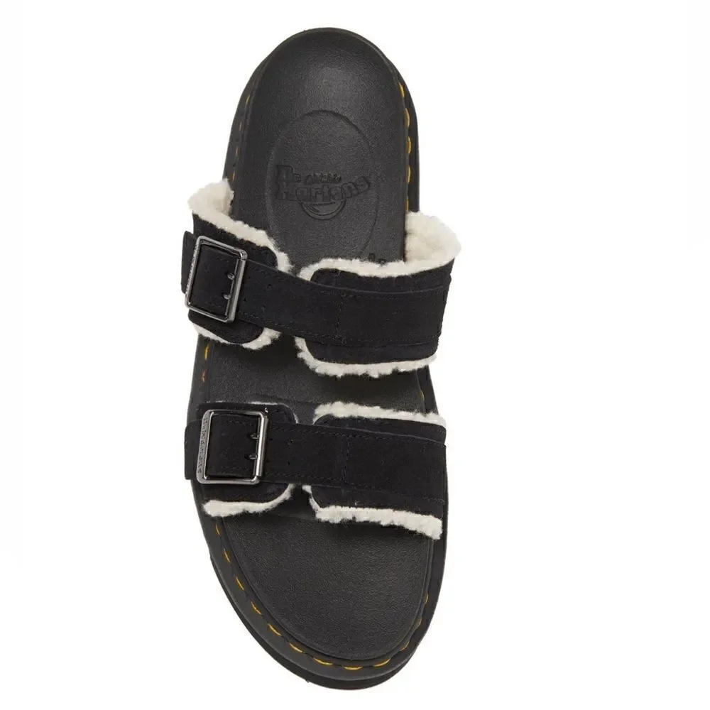 Dr. Martens Myles Faux Fur Platform Sandal (Unisex), Black, Size 13, NWT‎